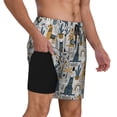 thumbnail image 3 of Picia Llama and Cactus1 pattern Mens Swim Trunks with Compression Liner Stretch Beach Shorts Quick Dry with Zipper Pockets No-Chafing Board Shorts-Small, 3 of 9