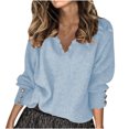 thumbnail image 1 of Blusa de encaje con cuello en V y botones de manga completa para mujer, informal, holgada, de verano, a la moda Fridja  FKASFK4498, 1 of 5