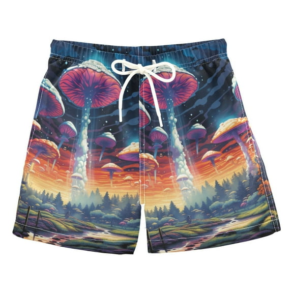 Magic Mushrooms Boys Swim Trunks Quick Dry Boy Swim Shorts for 3-14 Years