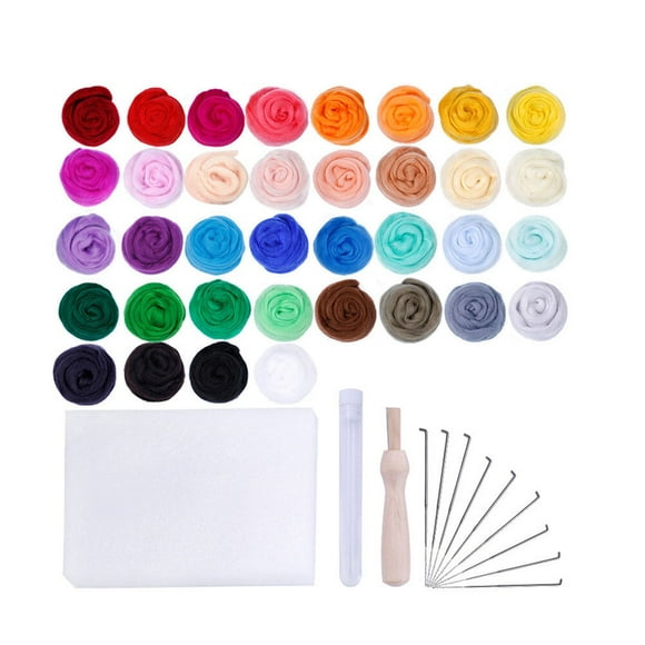 MasteelfCA 48pcs Wool Felt Flower Accessories 36 Color Handmade Wool Felt Accessories Flower for Toys Crafts Clothing (3g)
