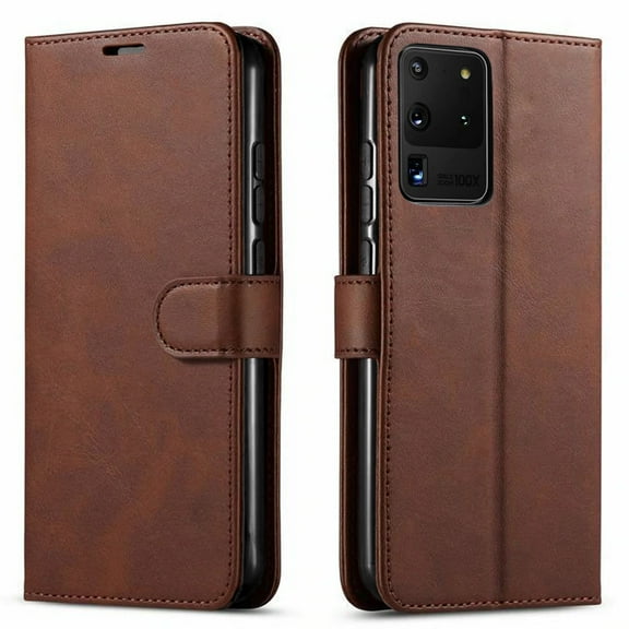 Samsung Galaxy S20 Ultra Case, [NOT FIT S20 / S20 PLUS] Case, Included [Tempered Glass Screen Protector], Starshop Premium Leather Wallet Pocket Credit Card Slots-Brown