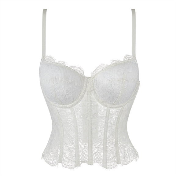 Levmjia Women Shapewear Tops Corset Lace Body Shaper Tummy Control Waist Trainer with Removable Straps Back Lace Up Vintage Bridal Wedding