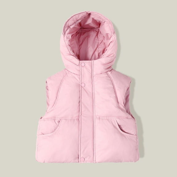 Toddler Girls Puffy Vest with Hooded Lightweight Sleeveless Outerwear Vests Winter Vest Kids Vest Girls 18-24 Months