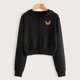 thumbnail image 1 of ICHUANYI Clearance Women Embroidery Long Sleeve Zipper Pocket Shirt Hooded Sweatshirt(Black, M) ICHUANYI WER2023081112548, 1 of 8