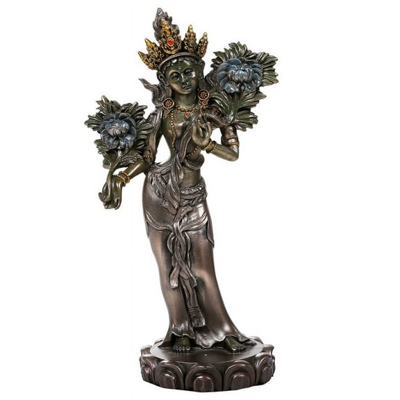 Pacific Giftware Green Tara Buddhist Figurine Syamatara Bodhisattva Jetsun Dolma Figurine 8 inch Tall Cast Bronze Finish