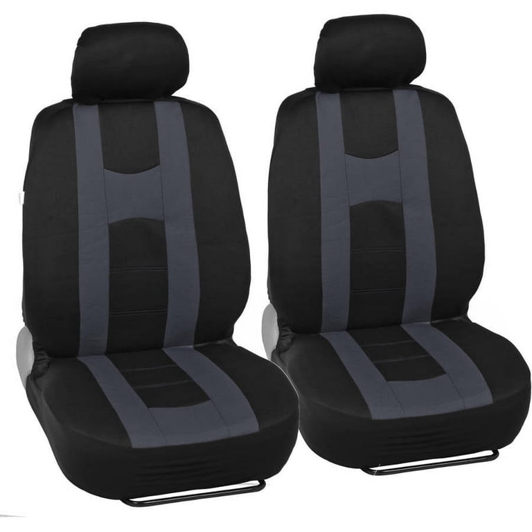 Black & Red Full Bench Seat Cover 14Pc Full Set w/ 2 Tone Vinyl Trim Floor M