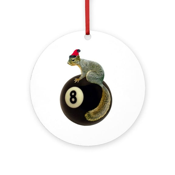 CafePress - Santa Squirrel 8 Ball -  Round Wood Ornament 4"