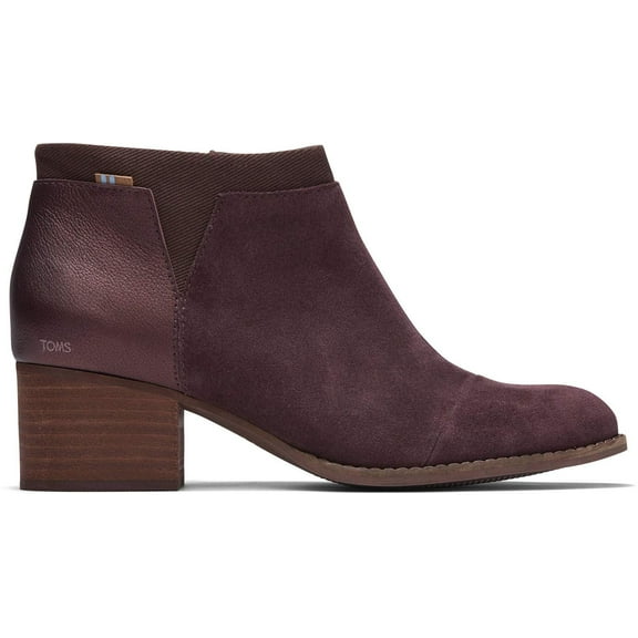 TOMS - Womens Loren Bootie, Size: 6.5 BM US, Color: Frost Brown Suede/Plz Metallic