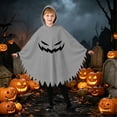 thumbnail image 2 of CUZIBR Boys Kids Halloween Ghost Robe Hooded Poncho Jagged Edge Ghost Funny Face Print Irregular Hem Cloak Toddler Cosplay Party ,7-Grey,7-9 Years, 2 of 7