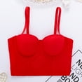 thumbnail image 2 of Xfvqtps Womens Corset Crop Tops Sling Tube Top Solid Color Flexible Boned Support Spaghetti Straps Bustier Vest Waist Corset Red, 2 of 6