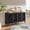 Black, variant on 60 Inch Antique Floral Carved Buffet Sideboard Cabinet, Solid Wood TV Stand Fits Up to 65 Inch TV, Vintage Storage Console with Adjustable Inner Shelves & Antique Brass Handles, Sturdy Wood Legs for