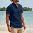 thumbnail image 4 of Guluxicc Men's Cotton V-Neck Shirts with Pocket Button Short Sleeve Shirts for Everyday Wear Summer Casual Outfits, 4 of 6