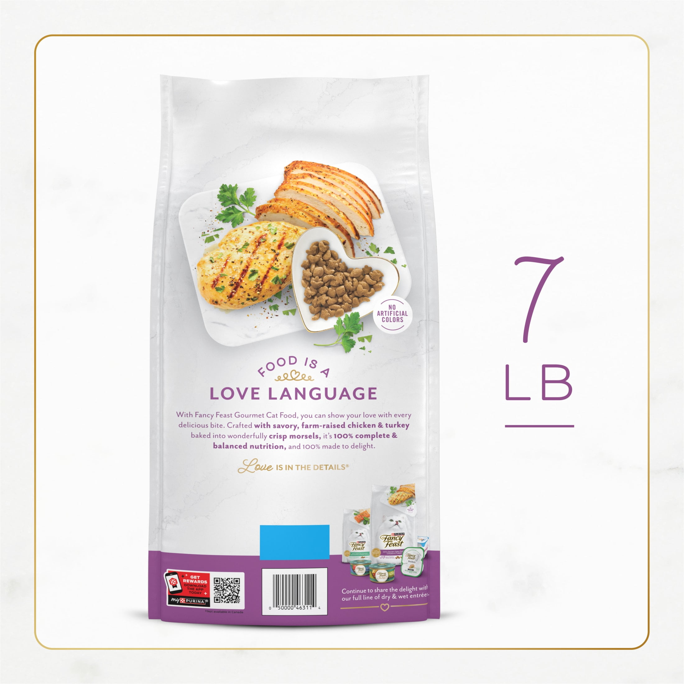 (4 pack) Purina Fancy Feast Dry Cat Food with Savory Farm-Raised Chicken and Turkey, 7 lb.