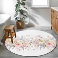 thumbnail image 4 of Pink Spring Floral Round Area Rug 4ft, Vintage Elegant Flowers Pastoral Washable Non-Slip Circle Rugs for Bedroom Living Room Kitchen, Soft Non Shedding Circle Carpet for Dining Room Dorm, 4 of 9