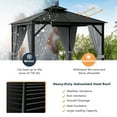 thumbnail image 6 of Costway 10' x  10' Patio Double-Top Hardtop Gazebo Galvanized Steel Roof Aluminum Frame, 6 of 12