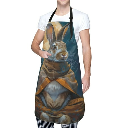 

Cauagu Moon Night Sky Cute Rabbit Aprons with Pockets Waterproof Apron for Women Kitchen Cooking Apron Adjustable Bib Aprons Chef Apron for Cooking Drawing Crafting