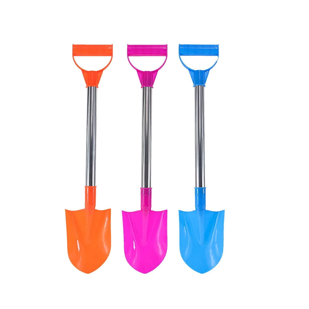 Heavy Duty Beach Diggers Sand Scoop Plastic Spade and Stainless Steel Handle Safer Than Metal Snow Shovels 18 Inch Perfect Sized Snow Shovel for Children Age 3 to 12 4PCS Kids Snow Shovel