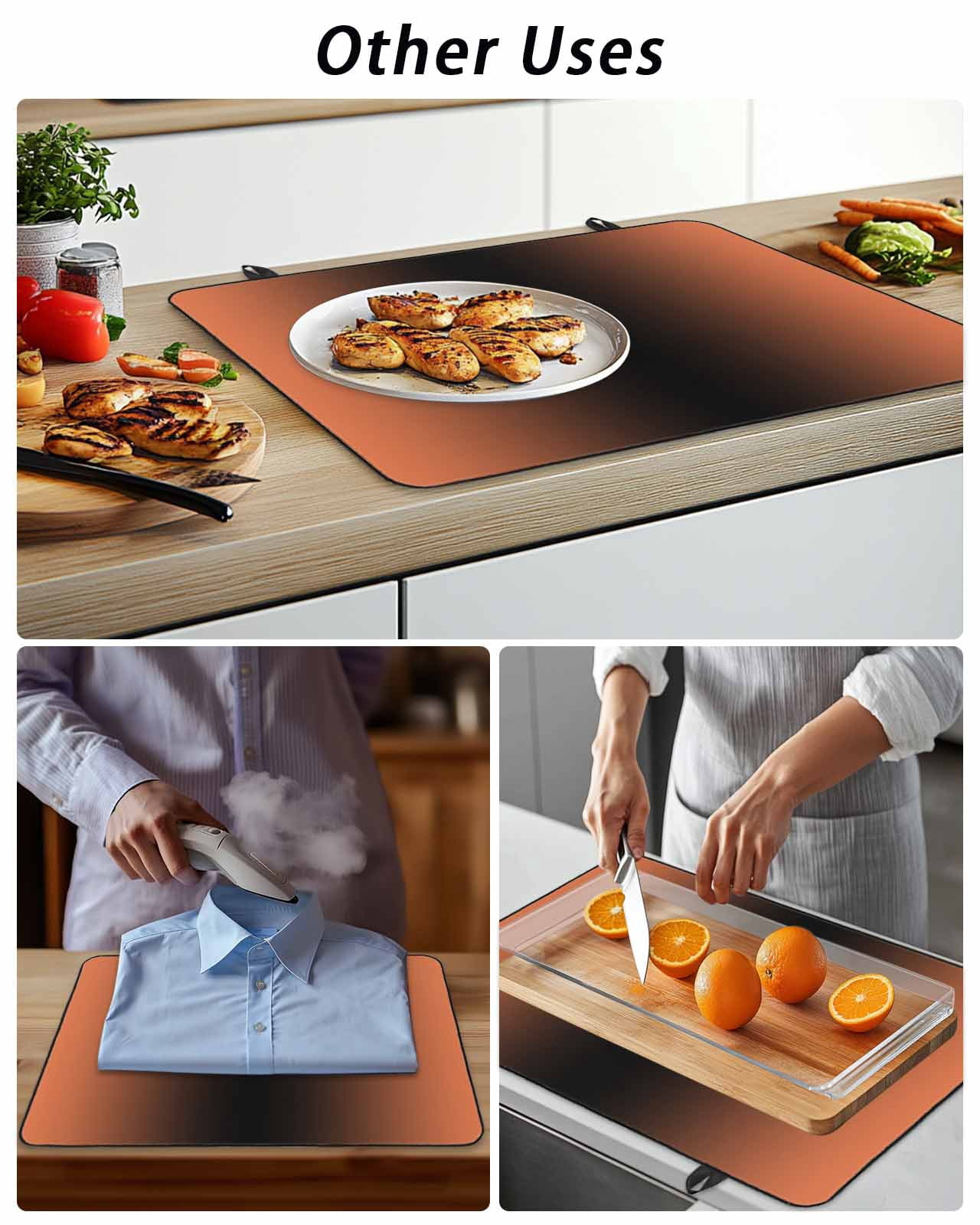 Stove Top Covers for Electric Stove, Orange Black Ombre Glass Stovetop Cover Protector, Modern Gradient Abstract Art Induction Cooktop Protector Oven Mat for Kitchen Countertop 28.5"x20.5"