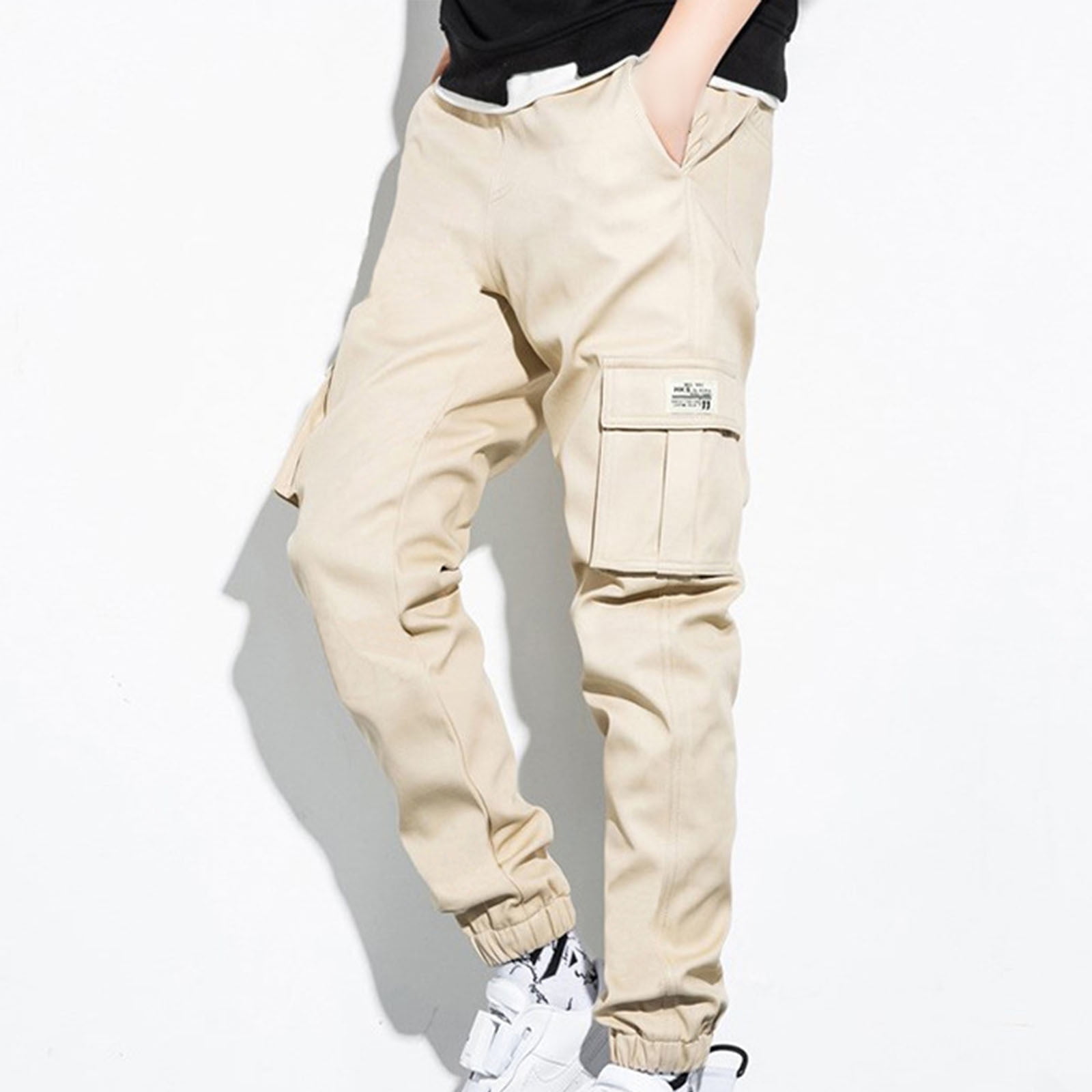 AherBiu Cargo Pants For Men Plus Size Joggers With Multi Pockets Regular Fitted Causal Loose Outdoor Trousers