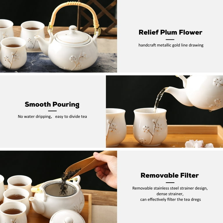 Home kitchen ceramic teapot Japanese-style gift filter tea set one pot two  cups home cute