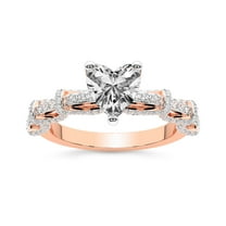 IGI Certified 4 Carat Heart Shape Lab Grown Diamond Engagement Ring | 14K Rose Gold | Ciara Petite Station Style Diamond Ring | FG-VS1-VS2 Quality Friendly Diamonds