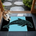 thumbnail image 4 of Black Blue Dolphin 2x3 Door Mat Rug, Summer Beach Coastal Modern Art Non-Skid Rubber Backing Large Rectangle Rugs - Living Room Bedroom Home Office, Indoor Floor Mat Carpets Washable Rug, 4 of 9