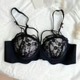 thumbnail image 2 of LLYWEY Womens Wireless Lace Bras Front Spaghetti Strap Push up Bras No Underwire Back Hook & Eye Closure, 2 of 3