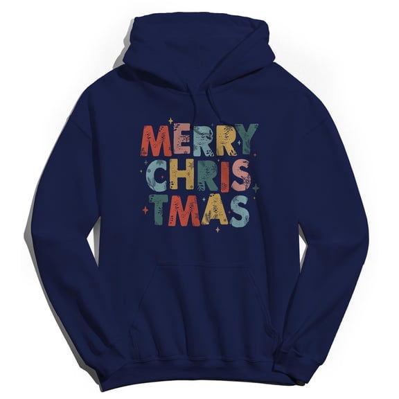 Haywood & Main Merry Christmas Graphic Navy Men's Cotton Pullover Hoodie