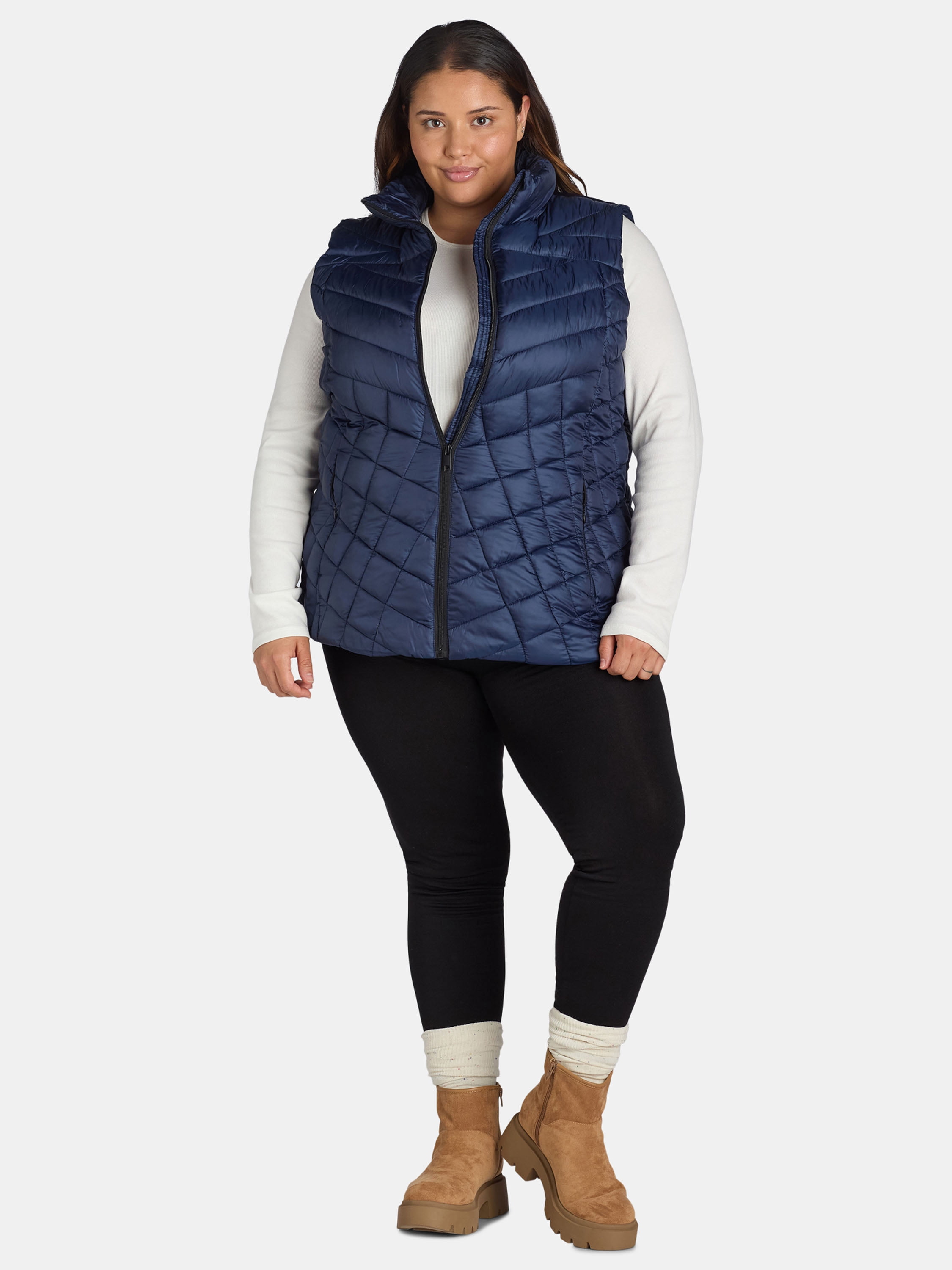 Big Chill Women's Chevron Quilted Puffer Vest, Midweight, Sizes S-3X