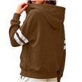 thumbnail image 6 of Women's Zip Up Hoodie Jacket Striped Sleeve Long Sleeve Casual Loose Fit Sweatshirt Coat Y2K Streetwear Spring Fall Outwear with Pocket Coffee, 6 of 7