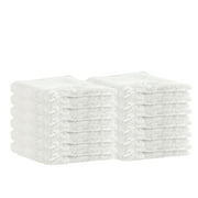 Puffy Cotton Premium 13" by 13" Hotel and Bath 100% Natural Soft Cotton Washcloth Set of 12 - White