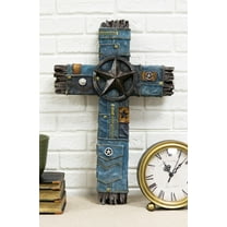Rustic Cowboy Western Star And Blue Denim Jeans Resin Wall Cross Decor Plaque