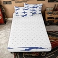 thumbnail image 4 of Erosebridal Simple Blue Aircraft Zipper Full Size Comforter Sets with Fitted Sheet and 2 Pillowcases for Boys Men, Airplane Outline Print Zipper Bedding Set, Reversible, 4 Pieces, 4 of 7