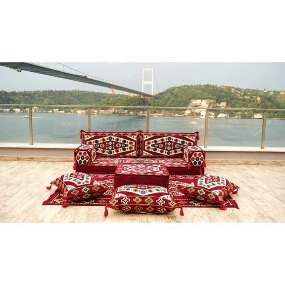 Floor Pillows, Arabic Majlis Seating, Burgundy Meditation Cushion, Arabic Floor Pillows, Turkish Sofa, Floor Seating Sofa, Modular Sofa Couch