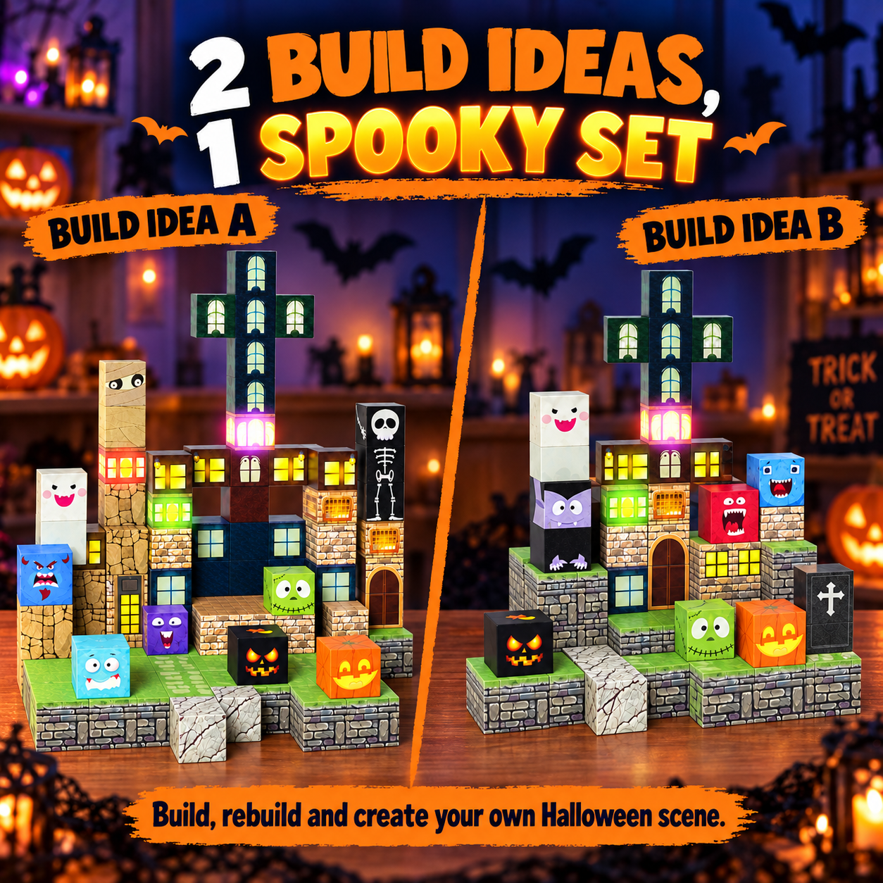 Veecafiodi 137-Piece Light-Up Halloween Magnetic Blocks photo 7