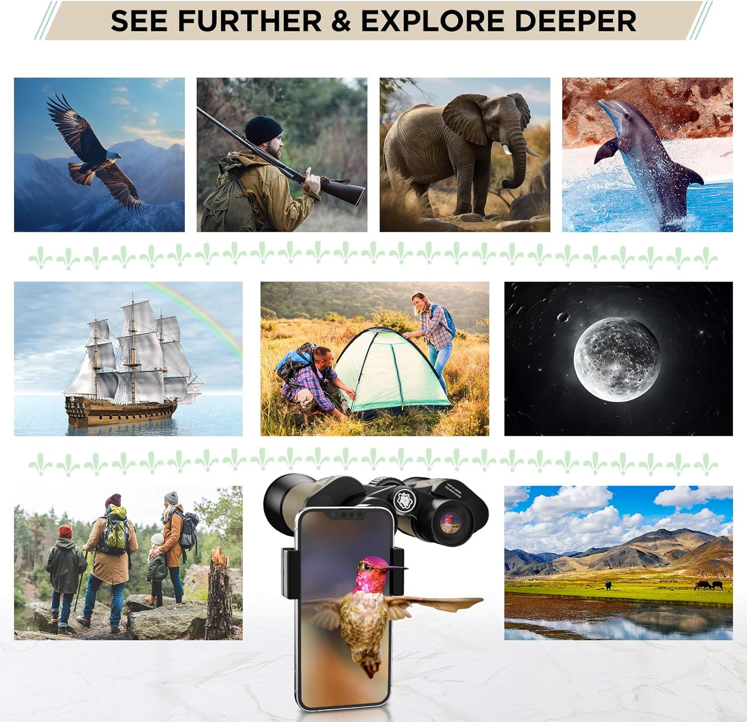 LAKWAR Binoculars for Adults ,12x50mm Hunting Binoculars BAK4 Prism Lens HD Binoculars with Low Light Vision for Birds Watching Traveling Father day Gift