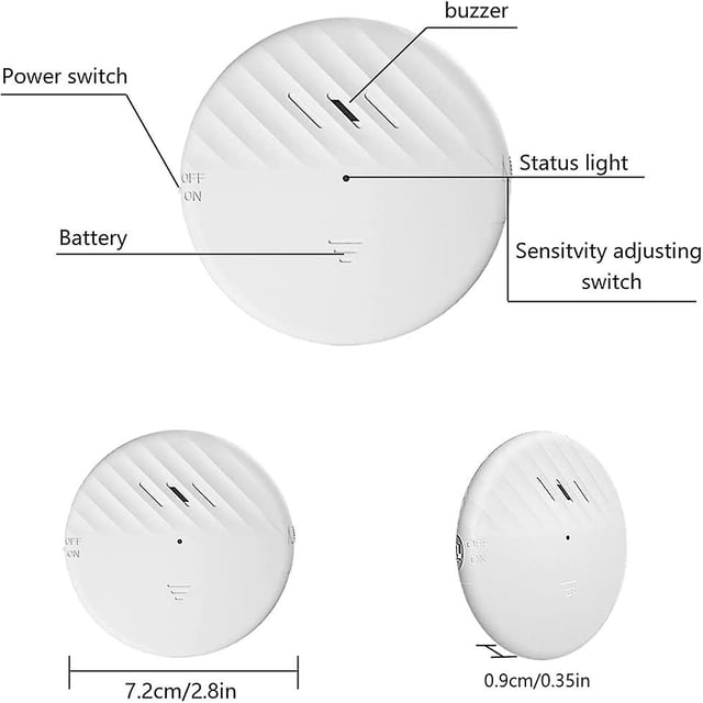 Detectores de rotura de vidrio, alarma de ventana con alarma de 125 Db, alarma de sensor de vibración de vidrio (2 piezas) Banban ShuxiuWang 8390614212732
