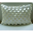 thumbnail image 4 of White Lumbar Pillow Cover, Pintucks and Ribbon Loops Lumbar Pillow Cover, 12x14 inch (30x35 cm) Lumbar Pillow Cover, Rectangle Faux Suede Striped Lumbar Pillow Cover - White Harmony, 4 of 4