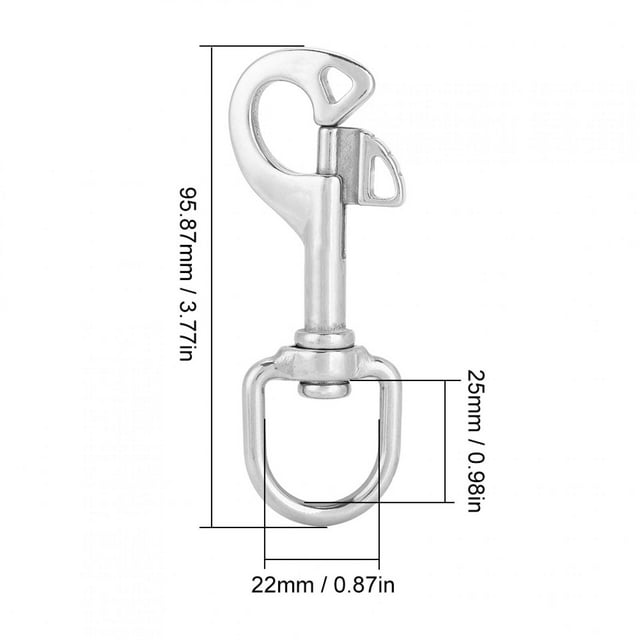 Ymiko 95mm Diving Hook, 316 Stainless Steel Hook Swivel Snap Bolt Kit Diving Accessory