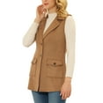 thumbnail image 4 of INSPIRE CHIC Women's Lapel Single Breasted Tie Belt Smart Casual Sleeveless Suede Vest XS Brown, 4 of 7