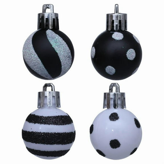 Christmas Decorations 2025!Mrzvby Xmas Tree Ornament 24 Pcs Mini Christmas Black White Glass Balls Ornaments