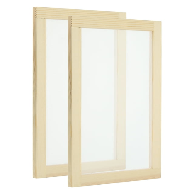 Uxcell 13.4"x9.8" Pantalla de fabricación de papel de madera, marco de molde para fabricación de papel, color natural 2 paquetes
