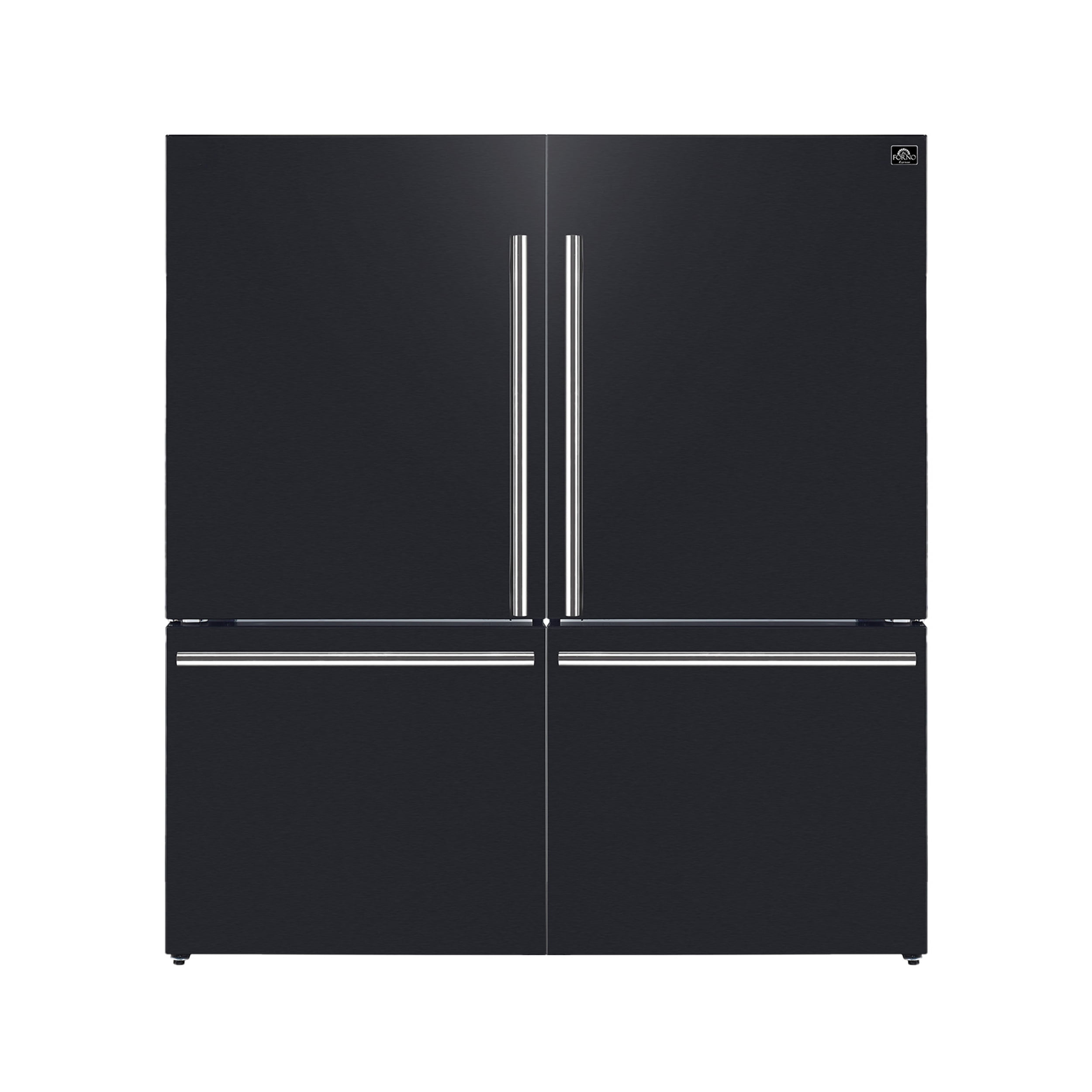 Forno Milano 2-Piece 62-Inch Freestanding Dual Bottom Freezer Refrigerator in Black â€“ 34.4 cu.ft, Touch Control, Ice Maker