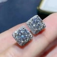thumbnail image 2 of Halo Style Stud Earrings 14K White Gold Plated Silver 2Ct Round Cut Lab Created VVS1/D Diamond 925 Sterling Silver, 2 of 2