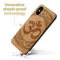 thumbnail image 3 of Case Yard Wooden Case Outside Soft TPU Silicone, Slim Fit Shockproof Wood Protective Phone Cover for Girls Boys Men and Women, Supports Wireless Charging Ohm Mandala Design case for iPhone-X, 3 of 7