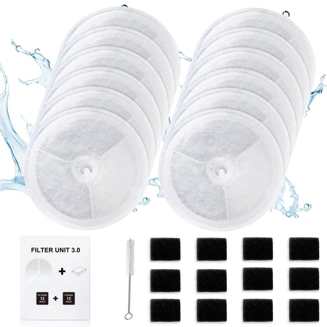 Unidad de filtro de fuente de agua 3.0, 12 piezas para mascotas y gatos AWohh