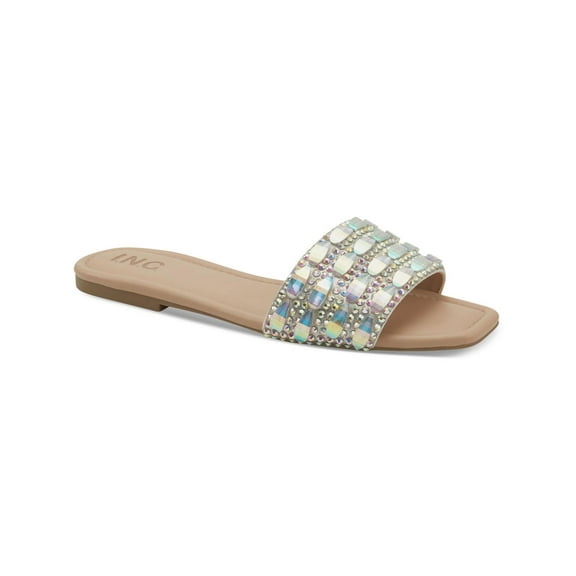 INC Womens Nataliah  Embellished Square Toe Slide Sandals