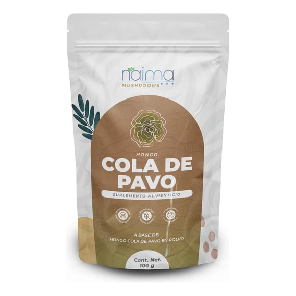 NAIMA Hongo Cola de Pavo en Polvo, 100 g | Hongo Adaptógeno 100% Puro y Natural| Suplemento Vegano Para un Soporte Digestivo y Bienestar General | multicolor