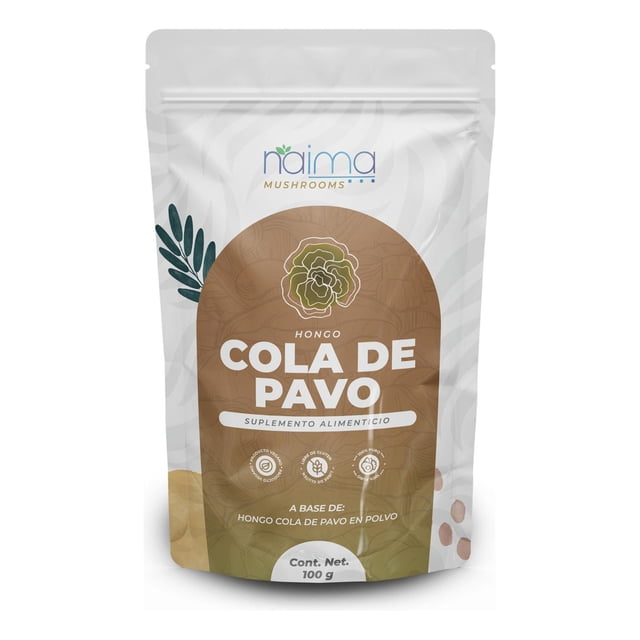 NAIMA Hongo Cola de Pavo en Polvo, 100 g | Hongo Adaptógeno 100% Puro y Natural| Suplemento Vegano Para un Soporte Digestivo y Bienestar General | multicolor