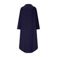 thumbnail image 5 of Uaswgudfs V-Neck 3/4 Sleeve Flowy Midi Dress for Women - Summer Casual Dress with Button Accents, Lightweight Fabric for Beach & Daily Outings Navy M, 5 of 6